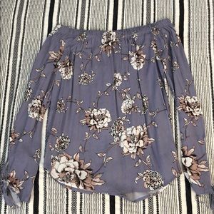 One Clothing Purple Floral OfftheShoulder Shirt